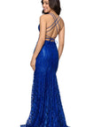 "Tessa" Glitter Backless Floor Length Dress