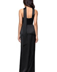 "Kylie" Satin Strapless Corset Scarf Floor Length Dress