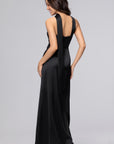 "Kylie" Satin Strapless Corset Scarf Floor Length Dress