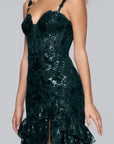 "Tinsley" Sequin and Lace Tiered Floor Length Dress