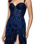 "Tinsley" Sequin and Lace Tiered Floor Length Dress