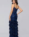 "Tinsley" Sequin and Lace Tiered Floor Length Dress