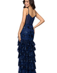 "Tinsley" Sequin and Lace Tiered Floor Length Dress