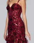 "Tinsley" Sequin and Lace Tiered Floor Length Dress