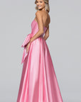 "Jackeline" Satin Strapless Bow Embellished Floor Length Dress