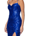 "Kenny" Sequin Sweetheart Floor Length Dress