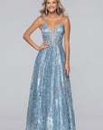 "Jill" Illusion Glitter Floor Length Dress