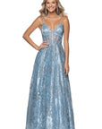 "Jill" Illusion Glitter Floor Length Dress