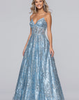 "Jill" Illusion Glitter Floor Length Dress