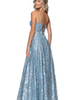 "Jill" Illusion Glitter Floor Length Dress