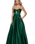 "Bonnie" Satin Corset Cutout Floor Length Dress