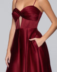 "Bonnie" Satin Corset Cutout Floor Length Dress