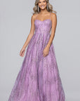 "Maeve" Glitter Mesh Floor Length Dress
