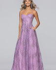 "Maeve" Glitter Mesh Floor Length Dress