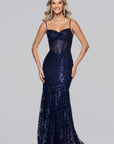 "Noah" Glitter Illusion Corset Floor Length Dress