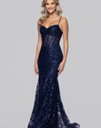 "Noah" Glitter Illusion Corset Floor Length Dress