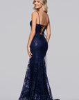 "Noah" Glitter Illusion Corset Floor Length Dress