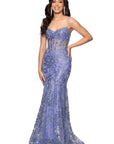 "Noah" Glitter Illusion Corset Floor Length Dress