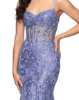 "Noah" Glitter Illusion Corset Floor Length Dress