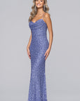 "Ramona" Sequin Draped Neck Floor Length Dresses