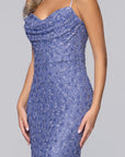 "Ramona" Sequin Draped Neck Floor Length Dresses