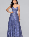 "Lexi" Glitter Mesh Sweetheart Floor Length Dress