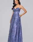 "Lexi" Glitter Mesh Sweetheart Floor Length Dress