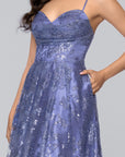 "Lexi" Glitter Mesh Sweetheart Floor Length Dress