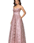 "Lexi" Glitter Mesh Sweetheart Floor Length Dress