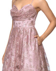 "Lexi" Glitter Mesh Sweetheart Floor Length Dress