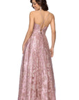 "Lexi" Glitter Mesh Sweetheart Floor Length Dress