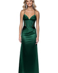 "Ashley" Satin Illusion Corset Floor Length Dress