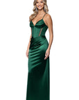 "Ashley" Satin Illusion Corset Floor Length Dress