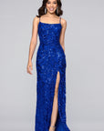 "Vanessa" Sequin Bow Pattern Floor Length Dress