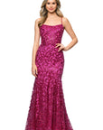 "Marcia" Glitter Mesh Lace-Up Floor Length Dress
