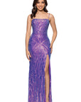 "Amberly" Sequin Pattern Corset Floor Length Dress