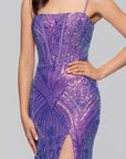 "Amberly" Sequin Pattern Corset Floor Length Dress