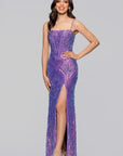 "Amberly" Sequin Pattern Corset Floor Length Dress