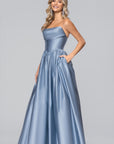 "Alice" Satin Strapless Floor Length Dress