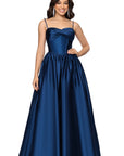 "Jeannie" Satin Sweetheart Lace-Up Floor Length Dress