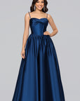 "Jeannie" Satin Sweetheart Lace-Up Floor Length Dress