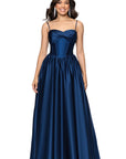 "Jeannie" Satin Sweetheart Lace-Up Floor Length Dress
