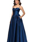 "Jeannie" Satin Sweetheart Lace-Up Floor Length Dress