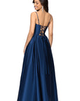 "Jeannie" Satin Sweetheart Lace-Up Floor Length Dress