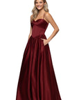 "Jeannie" Satin Sweetheart Lace-Up Floor Length Dress