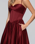 "Jeannie" Satin Sweetheart Lace-Up Floor Length Dress