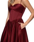 "Jeannie" Satin Sweetheart Lace-Up Floor Length Dress