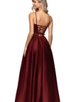 "Jeannie" Satin Sweetheart Lace-Up Floor Length Dress
