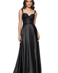"Janelle" Satin and Sequin A-Line Floor Length Dress