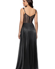 "Janelle" Satin and Sequin A-Line Floor Length Dress